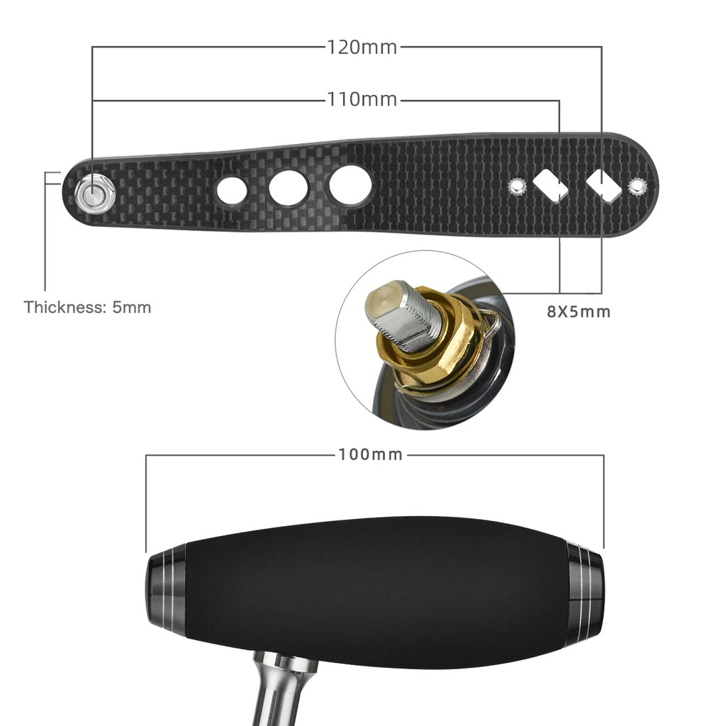 Tay cầm vặn hình chữ T Gomexus gắn trực tiếp cho máy câu cá Shimano Saragosa SW Penn Clash Conflict 5000 6000