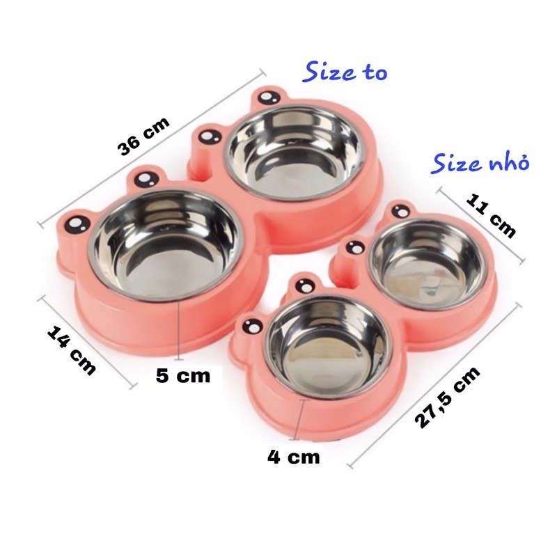 Bát Ăn Đôi Inox Cho Chó Mèo Hình Ếch