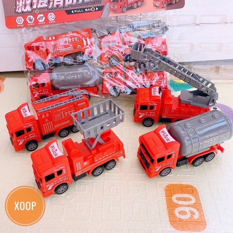 Đồ chơi bộ hộp sét 6 món ô tô máy bay chạy cót xịn xò cho bé