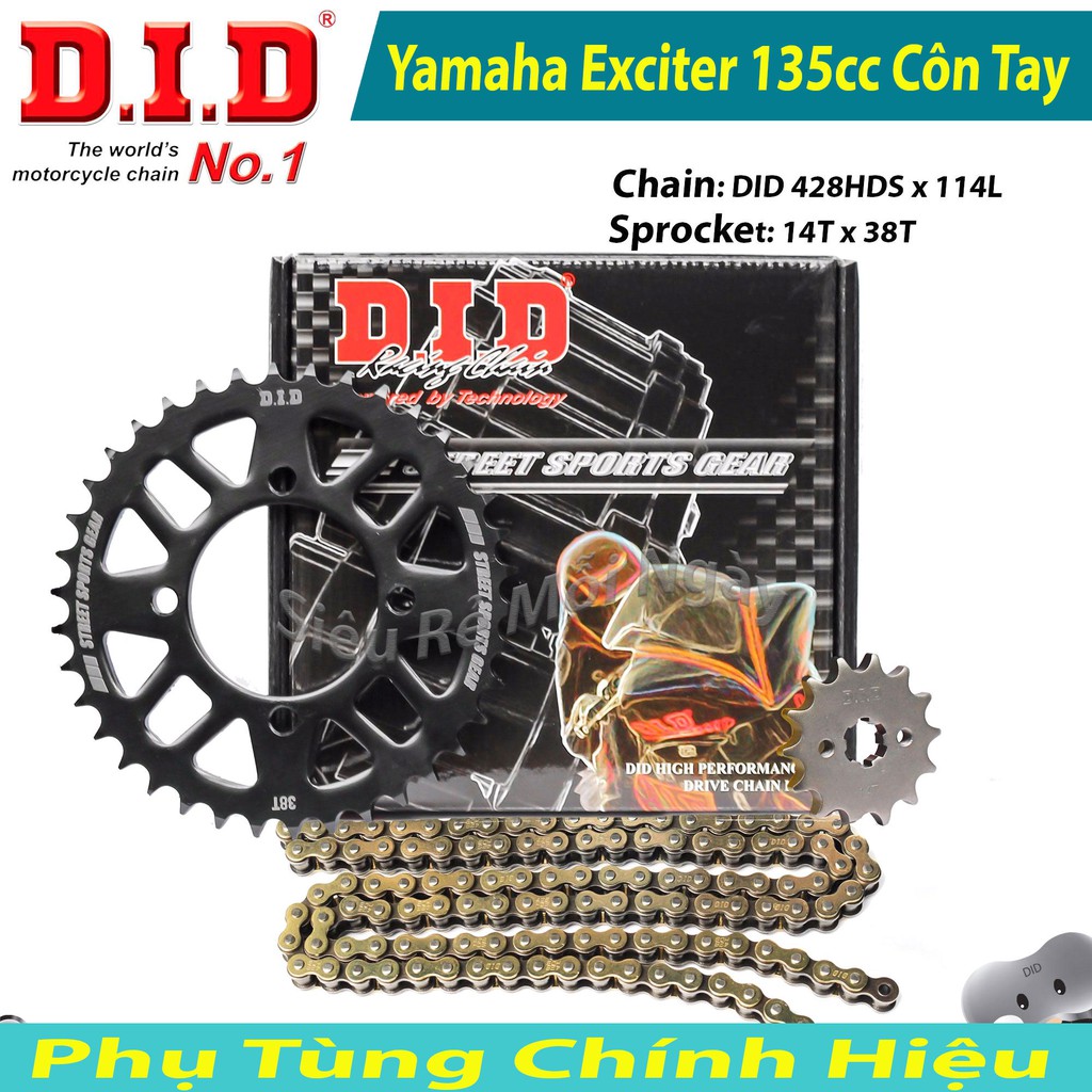 Bộ Nhông Sên Dĩa DID Yamaha Exciter 135cc Côn Tay Sên DID 10Ly Sên Vàng Thái Lan