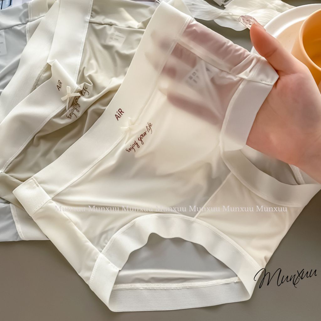 Quần lót nữ vải su lạnh phối viền chữ mềm mát, nâng mông tôn dáng gợi cảm - MUNXUU QC129