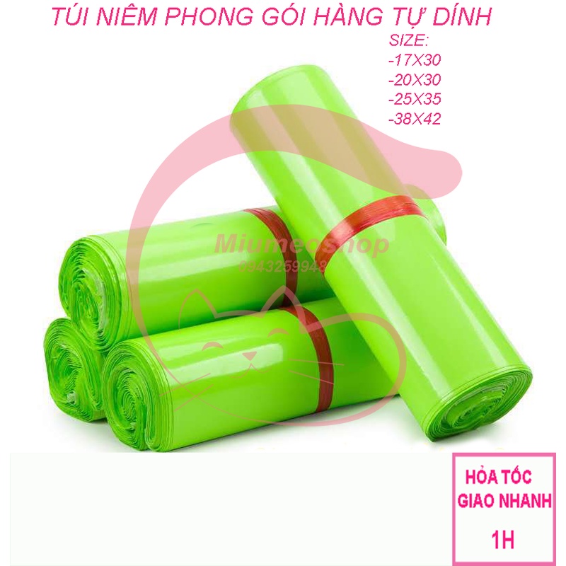 Túi niêm phong màu Xanh Lá(CUỘN 100C) SIZE 13X30,20X30,25X35,28X42