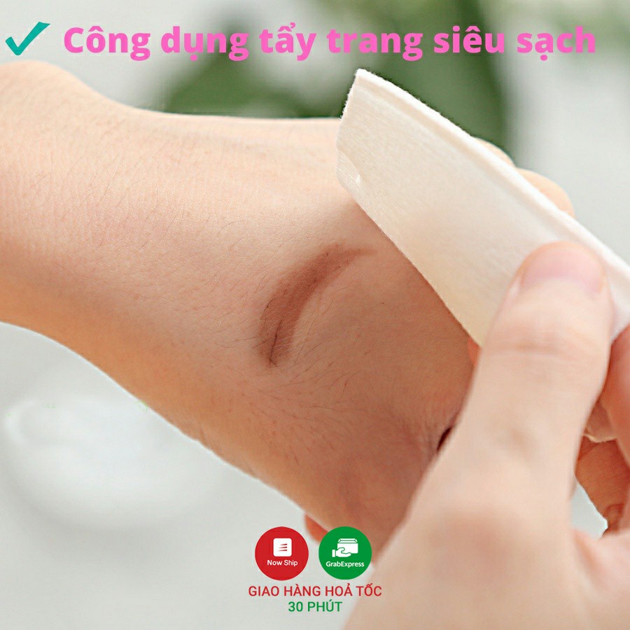 Bông tẩy trang 222 miếng, bông tẩy trang gói to màu vàng