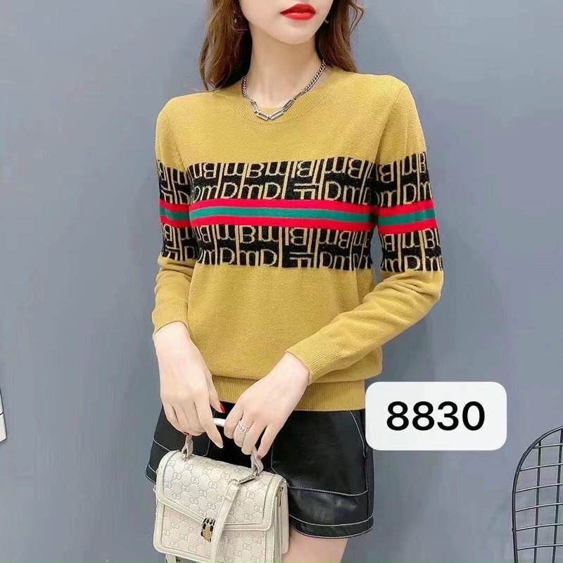 Áo Len Nữ Dài Tay Hàng Quảng Châu Cao Cấp Hoa Tiết Sang Trọng.