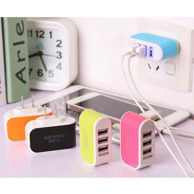 Cục sạc điện thoại đa năng 3 cổng USB 3.1A - Đế sạc điện thoại