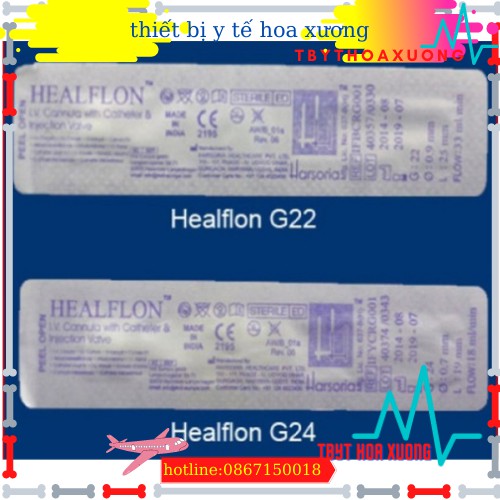 [Hộp 100 Kim- Chính Hãnh Ấn Độ]Kim Luồn Tĩnh Mạch HEALFLON Số 18G, 20G, 22G, 24G