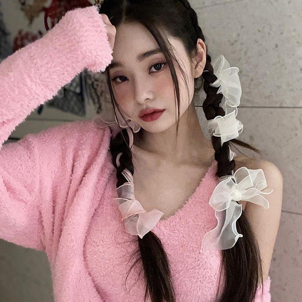 Set 1 8 Kẹp Tóc Lưới Thắt Nơ Xinh Xắn Thời Trang Mới