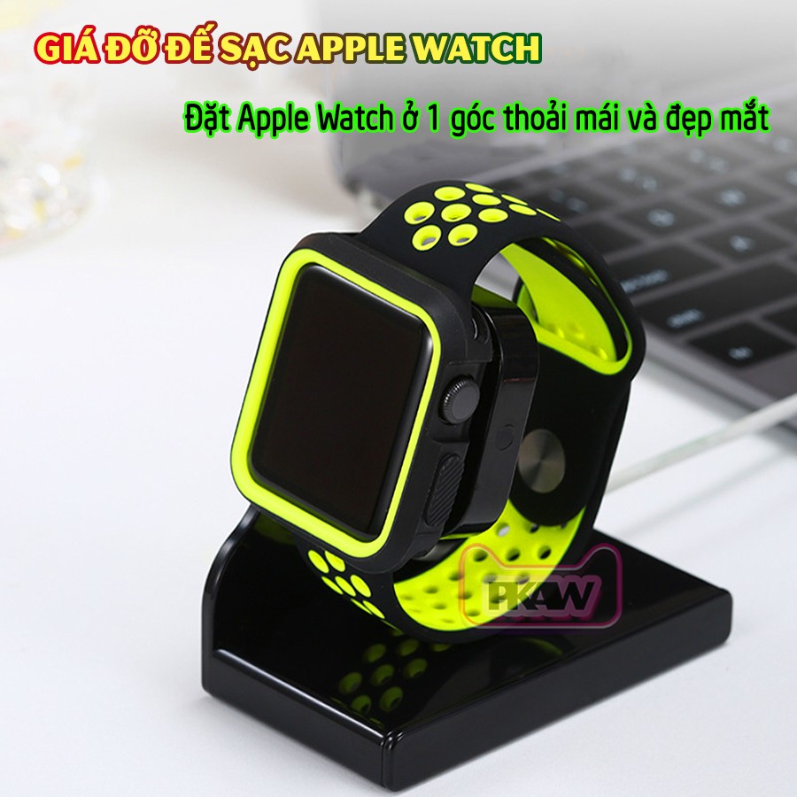 Giá đỡ đế sạc cho đồng hồ thông minh Apple Watch 7/6/5/4/3/2/1 nhựa PVC viền màu - nhiều màu