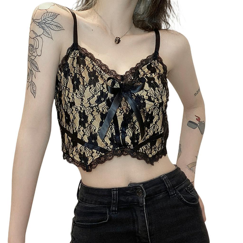 Áo Croptop Hai Dây Phối Ren Thời Trang Quyến Rũ Dành Cho Nữ