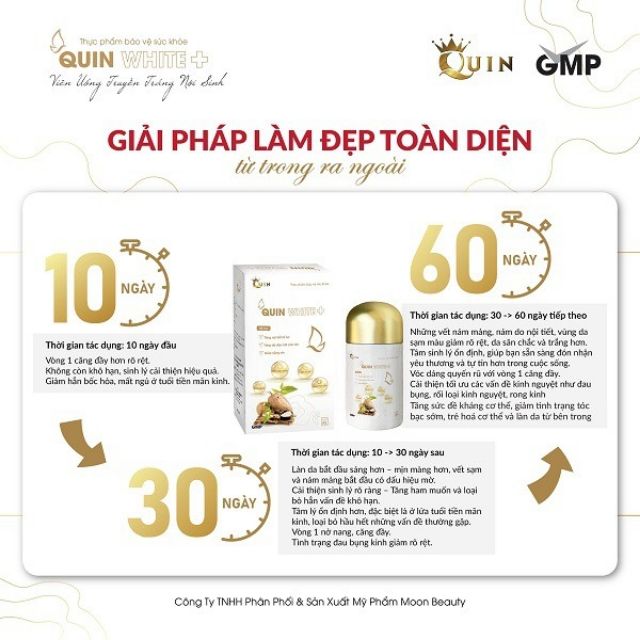 Viên uống trắng da Quin White+ - Cân bằng nội tiết tố nữ - Mờ nám, tăng vòng 1, ngừa khô hạn, chống lão hoá | BigBuy360 - bigbuy360.vn