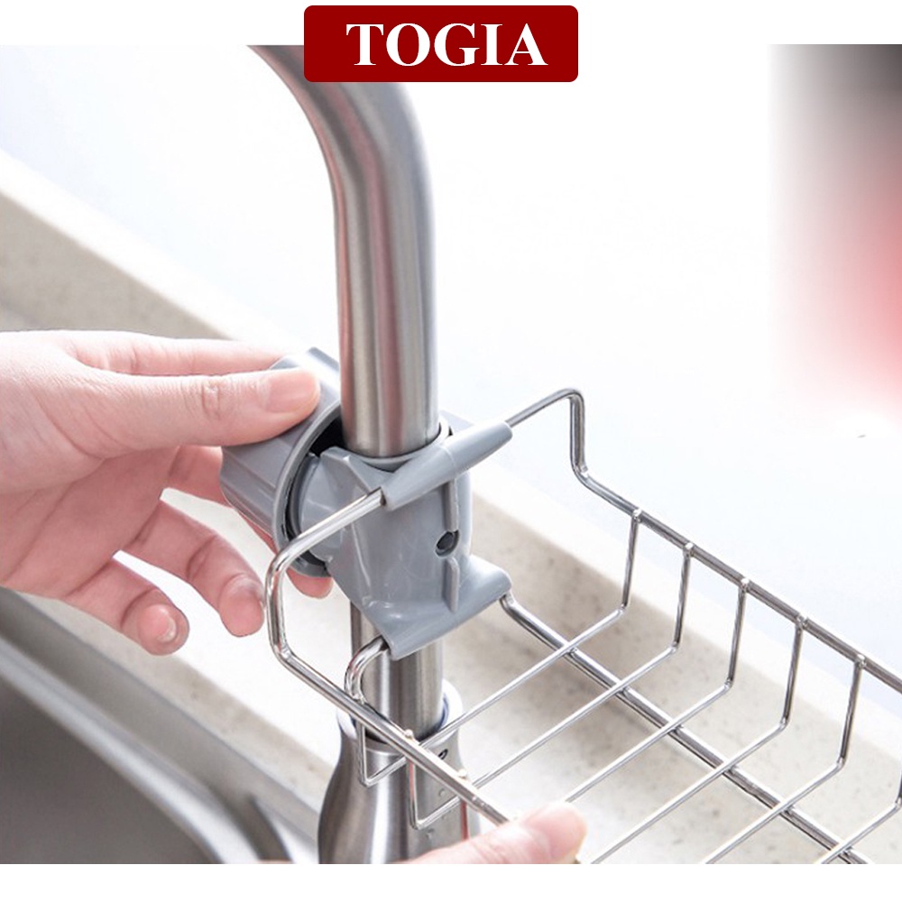 Giá Treo Vòi Rửa Bát Inox Đựng Giẻ Rửa Chén Bát, Xà Bông Giúp Không Gian Thêm Gọn Gàng Ngăn Nắp 16 x 10cm