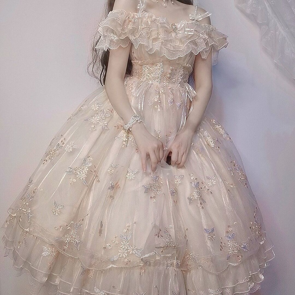 Hàng Có Sẵn Đầm Công Chúa Dáng Dài Thêu Hoa Phong Cách lolita Ngọt Ngào Xinh Xắn Cho Đám Cưới JSK