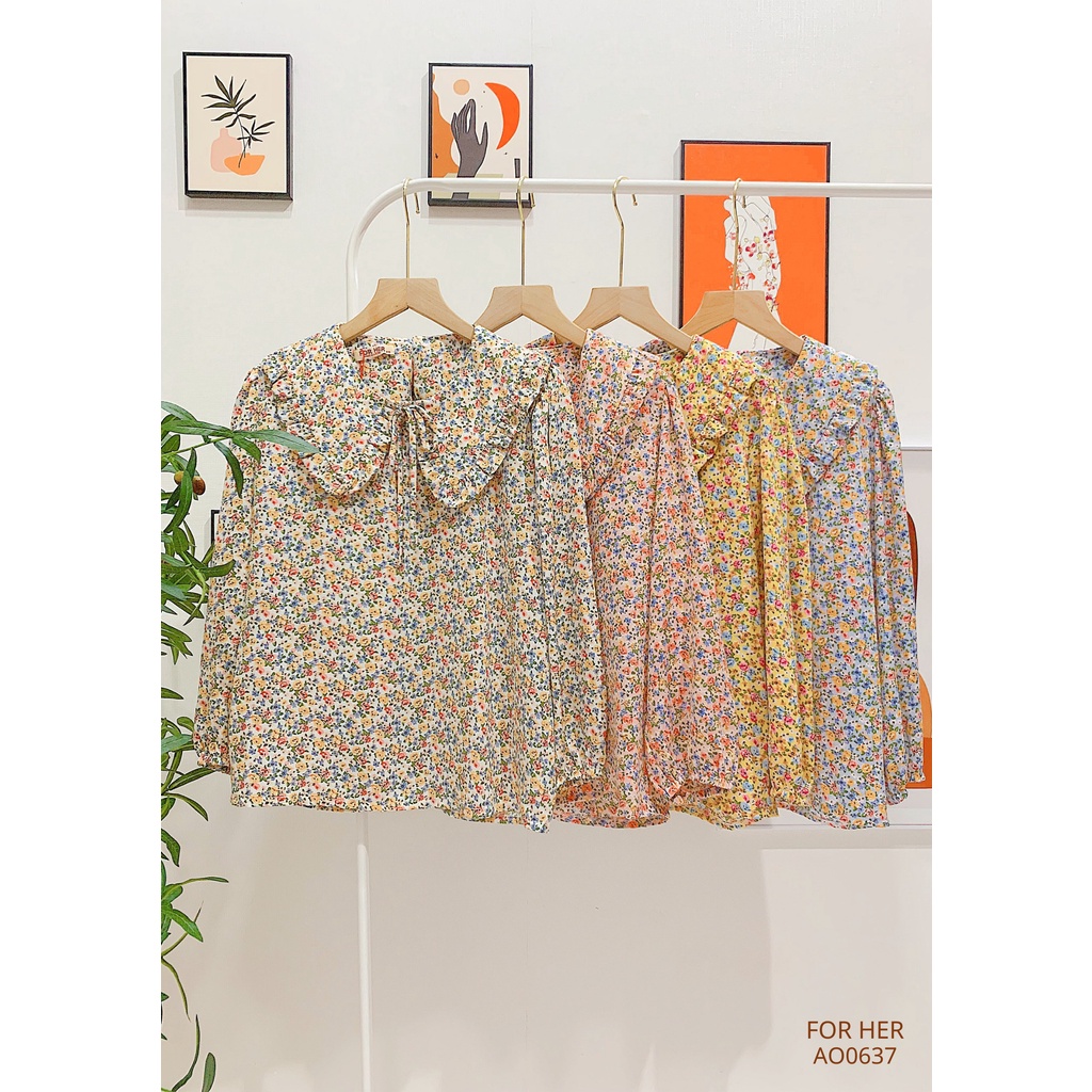 Áo cổ viền bèo nơ AO0637