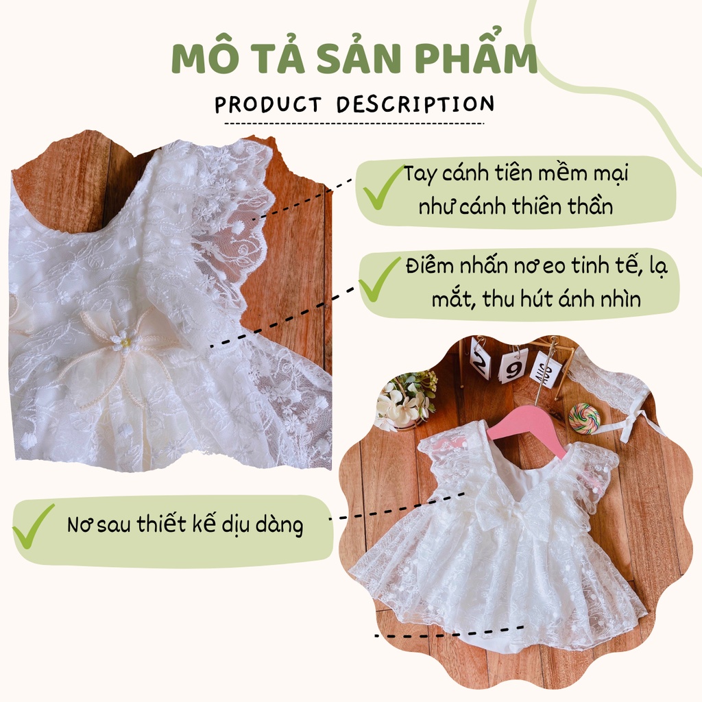 Body váy ren trắng cao cấp cho bé gái sơ sinh diện đi chơi tiệc, thôi nôi, đầy tháng - Riokids BD75