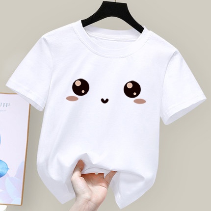 Áo Thun Cotton In Hình Đôi Mắt Nhỏ Đơn Giản Dành Cho Bé Gái áo thun bé gái