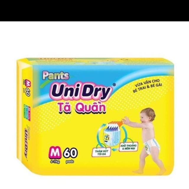 {Mẫu mới} Bỉm UniDry Quần M60,L54,XL48 miếng.