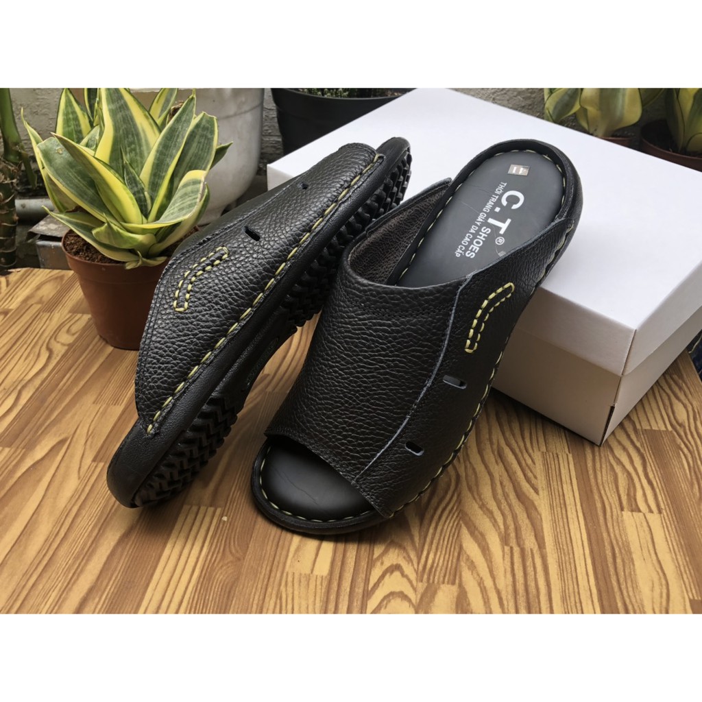 Dép da nam giá tốt da bò 100% phong cách , hàng có bảo hành DD050