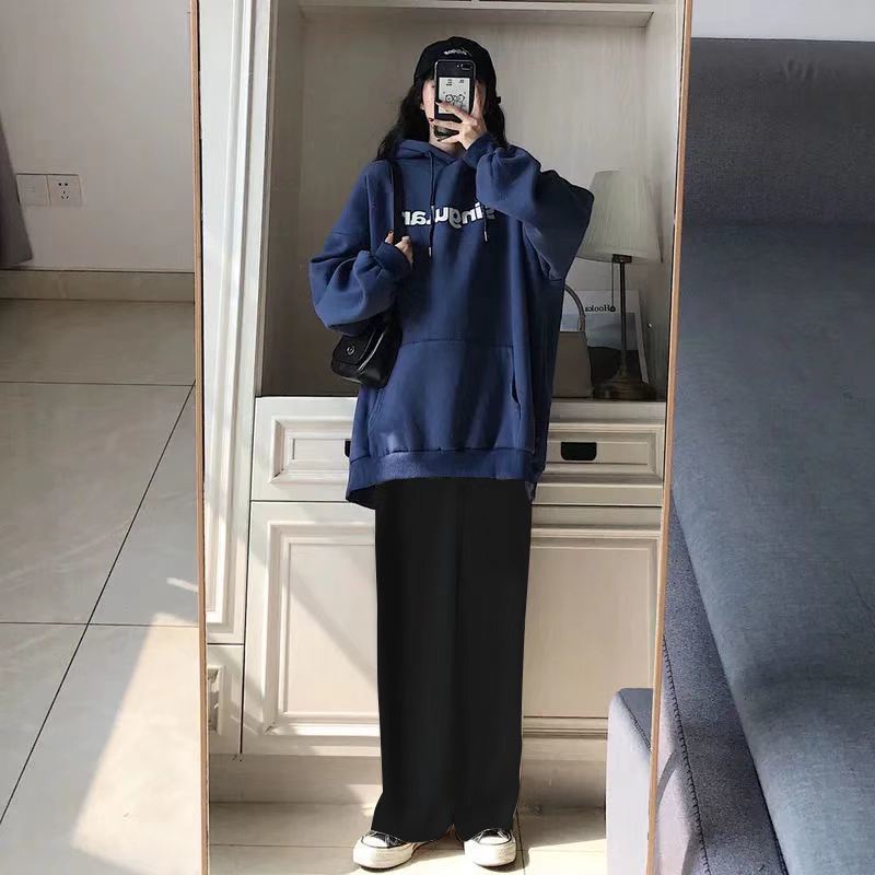 Set Áo Hoodie Form Rộng Và Quần Ống Rộng Phong Cách Hàn Quốc