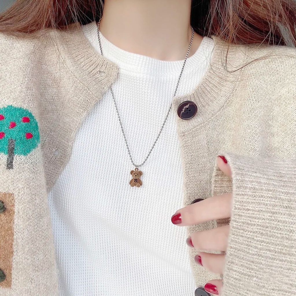 Vòng cổ Mặt Gấu Teddy Dễ Thương Phong Cách Hàn Quốc Cho Nữ