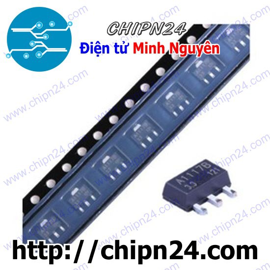 [4 CON] IC AMS1117-3.3V SOT-89 (SMD Dán) (AMS1117 3V3)