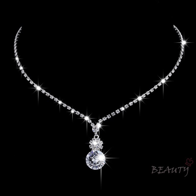 Bộ Vòng cổ + Bông Tai Tua Rua Đính Đá Zircon Sang Trọng Cho Cô Dâu