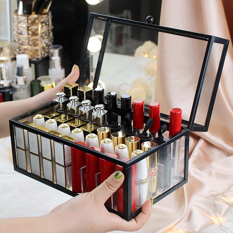 Hộp Đựng Son Môi Nhiều Ngăn Có nắp Chống Bụi Tiện Dụng