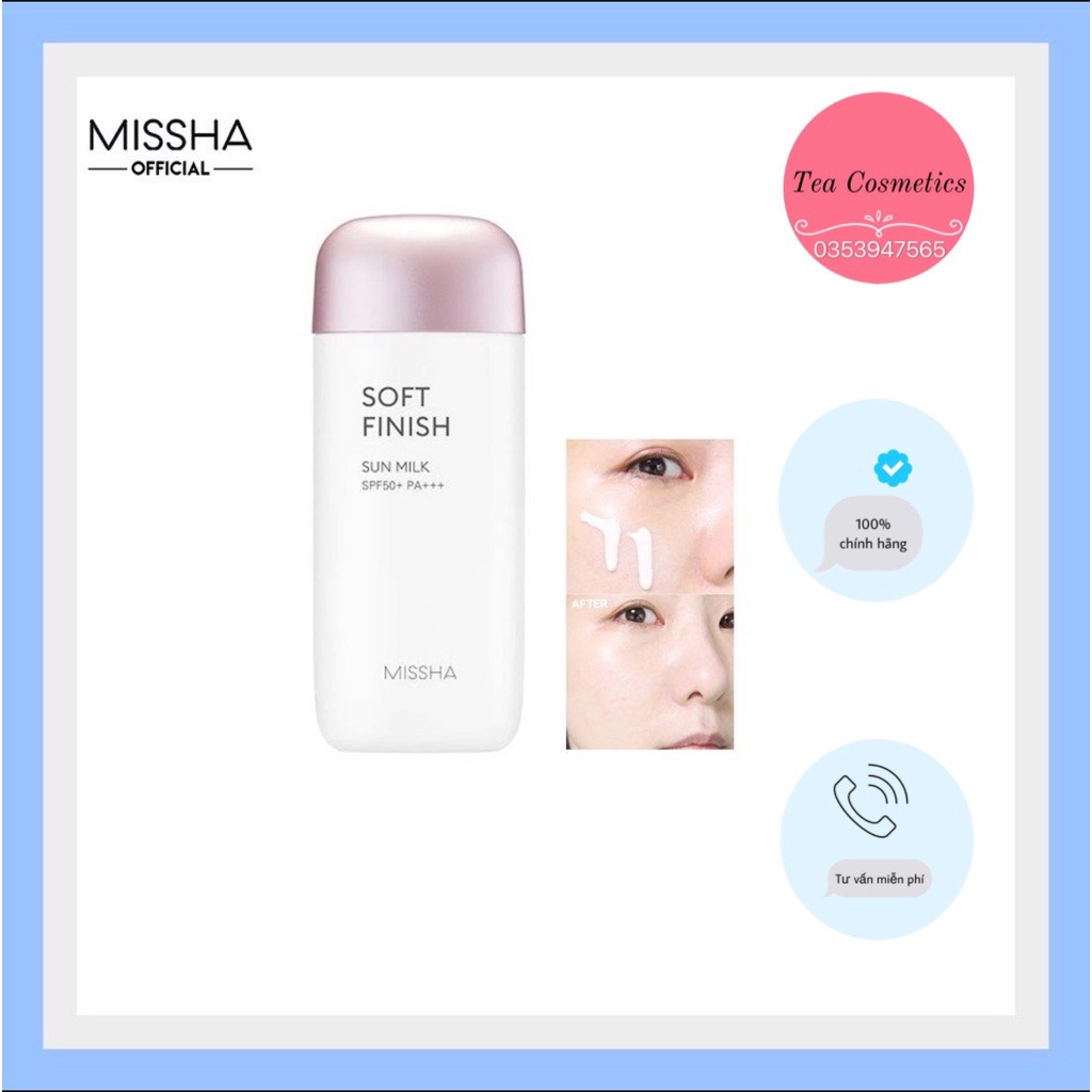 Kem Chống Nắng Missha All Around Safe Block Velvet Finish Sun Milk SPF50+ PA++++ Dịu Da 70ml ( Màu Tím )