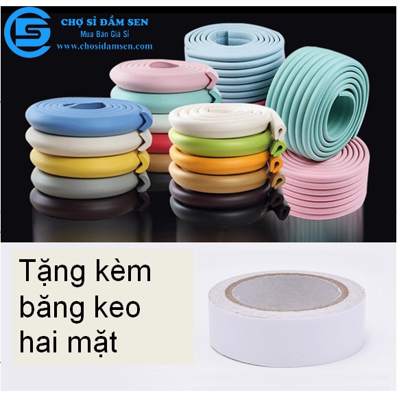 combo 5 cuộn dây cao su bọt biển mềm dài 2m dán bọc góc cạnh bàn, tủ kính, giường an toàn G108-BGxop-2m (trắng kem)