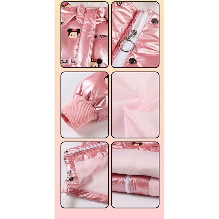 Áo Khoác Phao Đệm Dày Cỡ Vừa Dày Dặn In Hoạt Hình Disney Lấp Lánh Thời Trang Cho Bé Gái