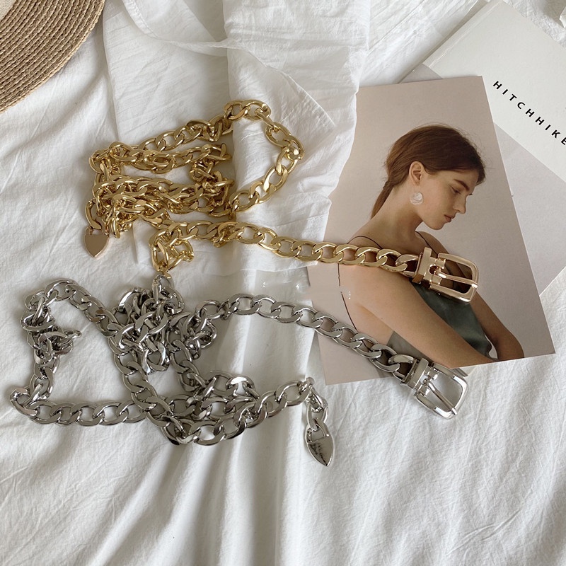 Thắt lưng 19601 kiểu dây xích chất liệu kim loại thời trang retro đơn giản cá tính