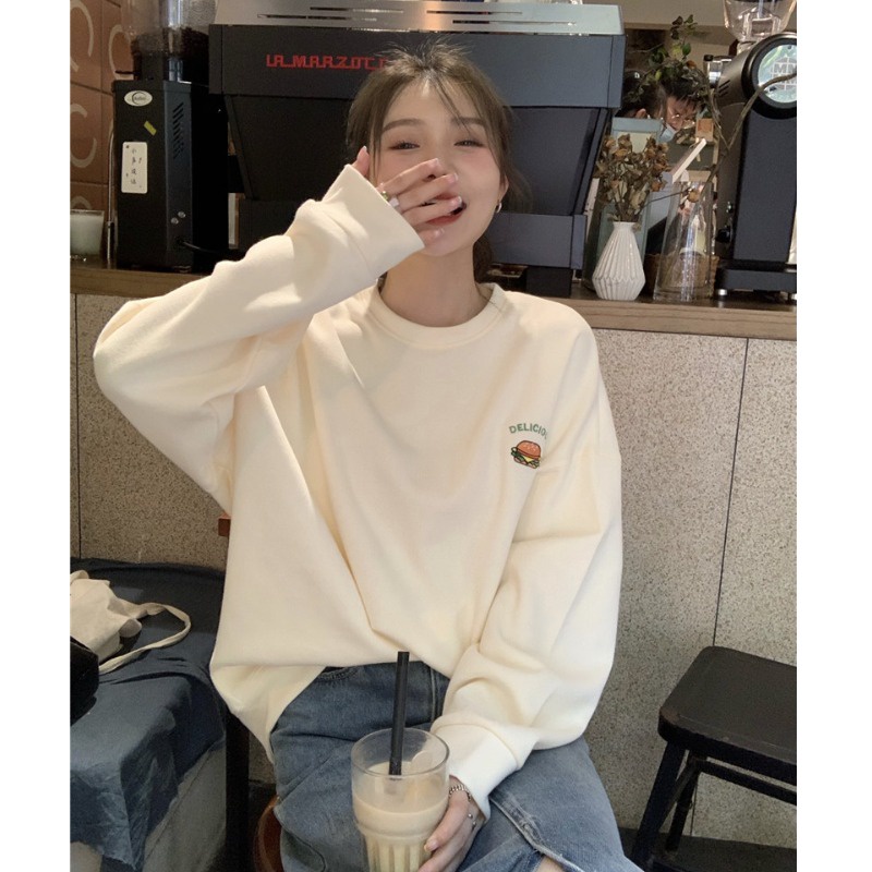 Xiaozhainv Áo sweatshirt tay dài dáng rộng phong cách Hàn Quốc thời trang trẻ trung cho nữ | BigBuy360 - bigbuy360.vn