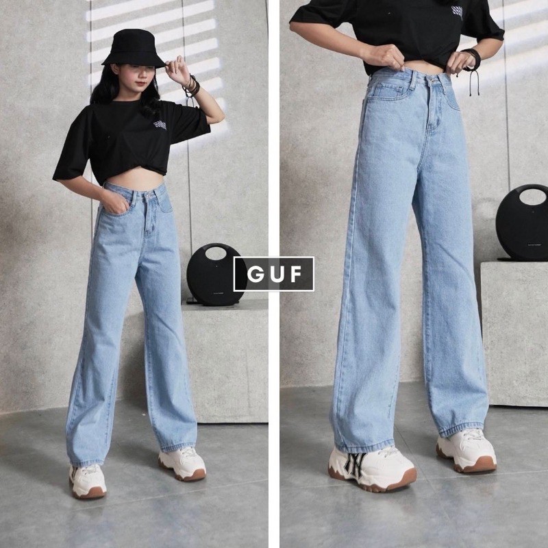 Quần baggy jeans TRƠN ống rộng mã 5121, 5043, 5044, quần bò baggy ống rộng lưng cao rách gối phối màu
