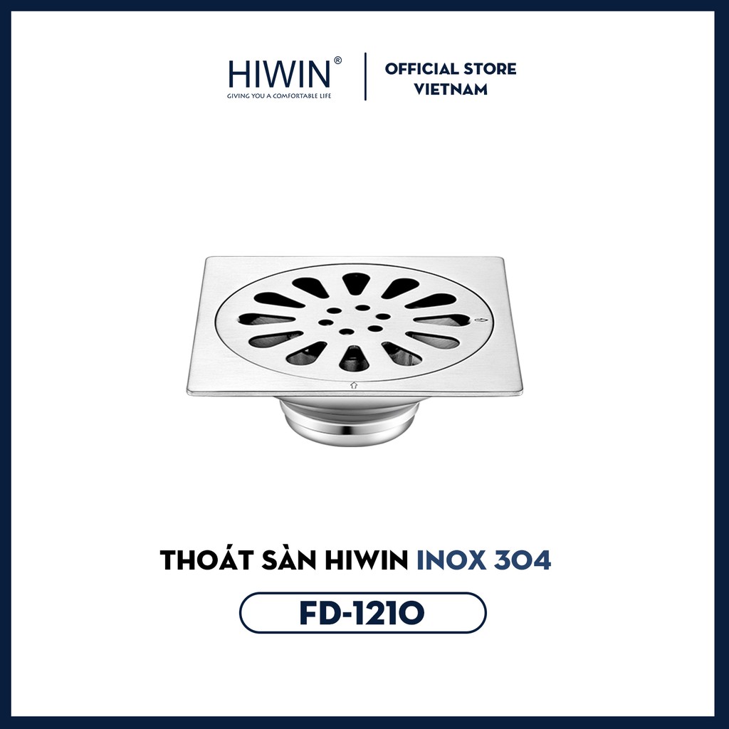 Phễu thoát sàn chống mùi hôi Hiwin FD-1210M inox 304 cao cấp Hiwin kích thước 100x100