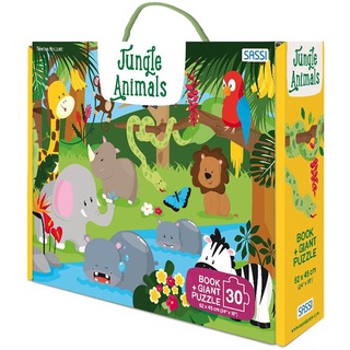 JUNGLE ANIMALS (BOOK + GIANT PUZZLE) - Ghép hình khổng lồ 30 miếng