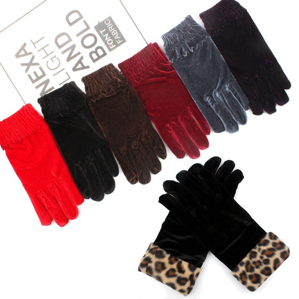 Găng Tay Hở Ngón Bằng Nhung Dày Dặn Màu Trơn Thời Trang