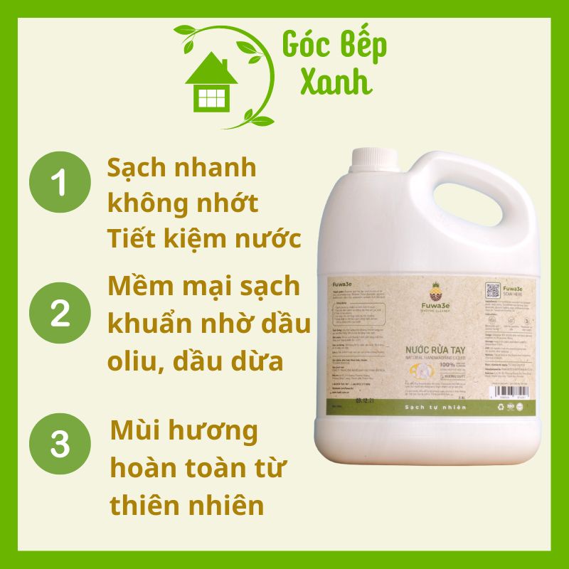 Nước rửa tay Fuwa3e hương quýt Enzym sinh học an toàn chai 3800 ml GOBEXA