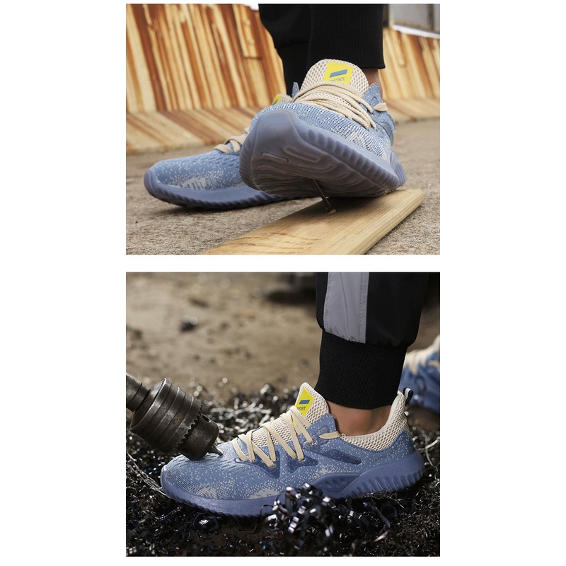 Giày Thể Thao QiaoYiLuo Phối Lưới Thoáng Khí Chống Sốc Màu Xanh Dương Size 37-45