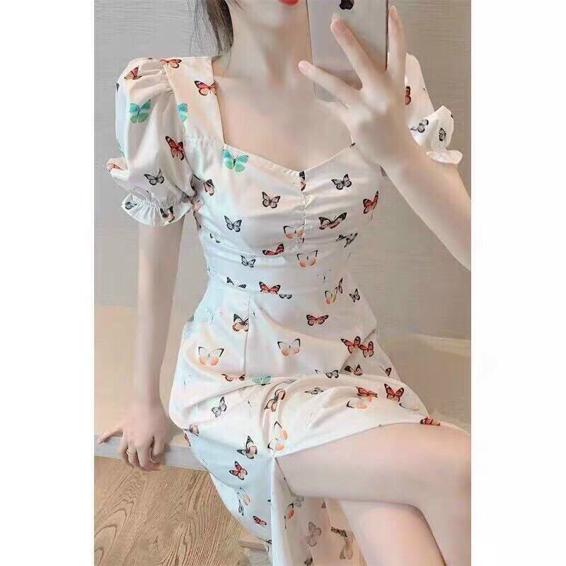 Đầm Nữ Nhún Ngực Xẻ Tà Quyến Rũ