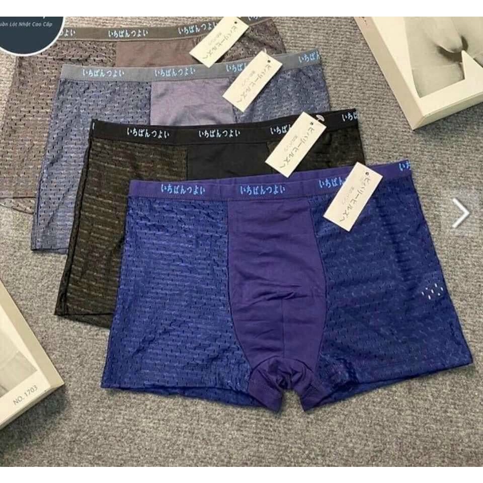 Quần sịp đùi nam, quần lót nam boxer, vải cotton thông hơi Nhật bản, đủ size từ 45kg đến 80kg