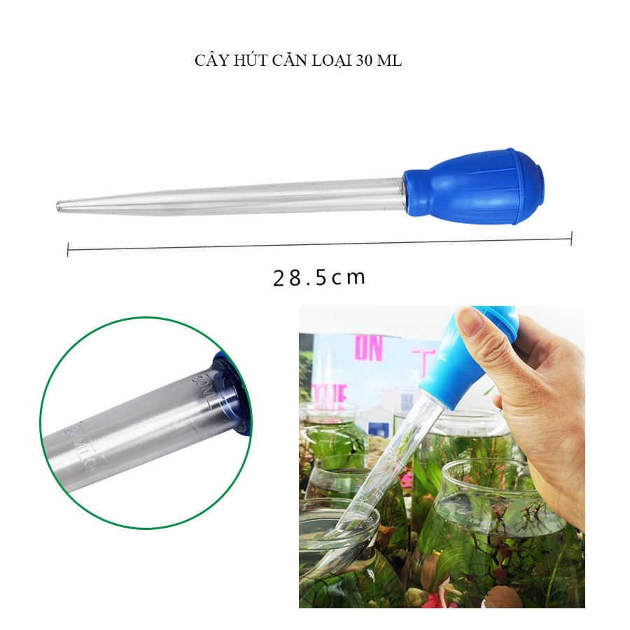 Cây hút phân, hút đáy hồ cá 30ml - 50ml