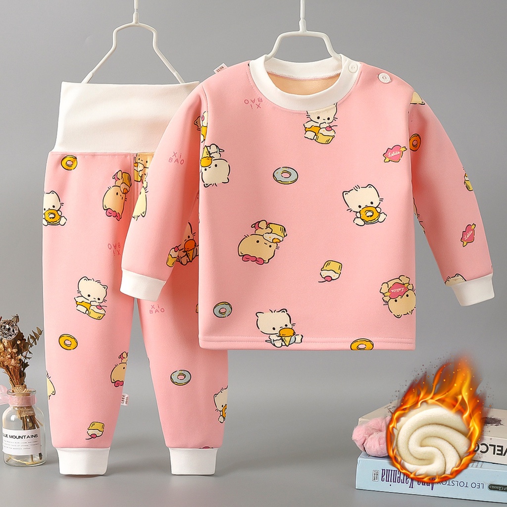 Bộ quần áo lót nỉ lông Dài tay Cạp cao Giữ nhiệt