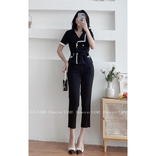 SET ÁO NƠ PHỐI NÚT BIGSIZE KÈM ẢNH THẬT