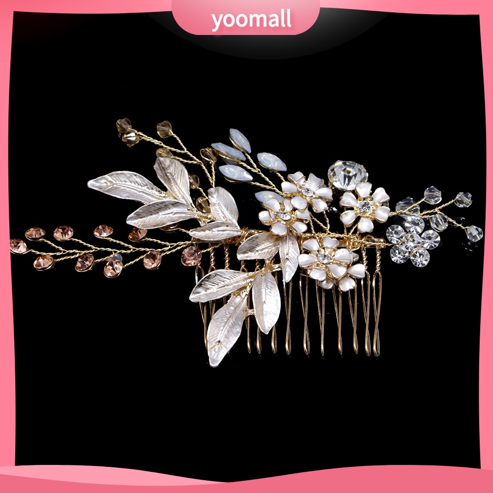 Trâm Cài Tóc Cô Dâu Hình Hoa Đính Đá Sang Trọng