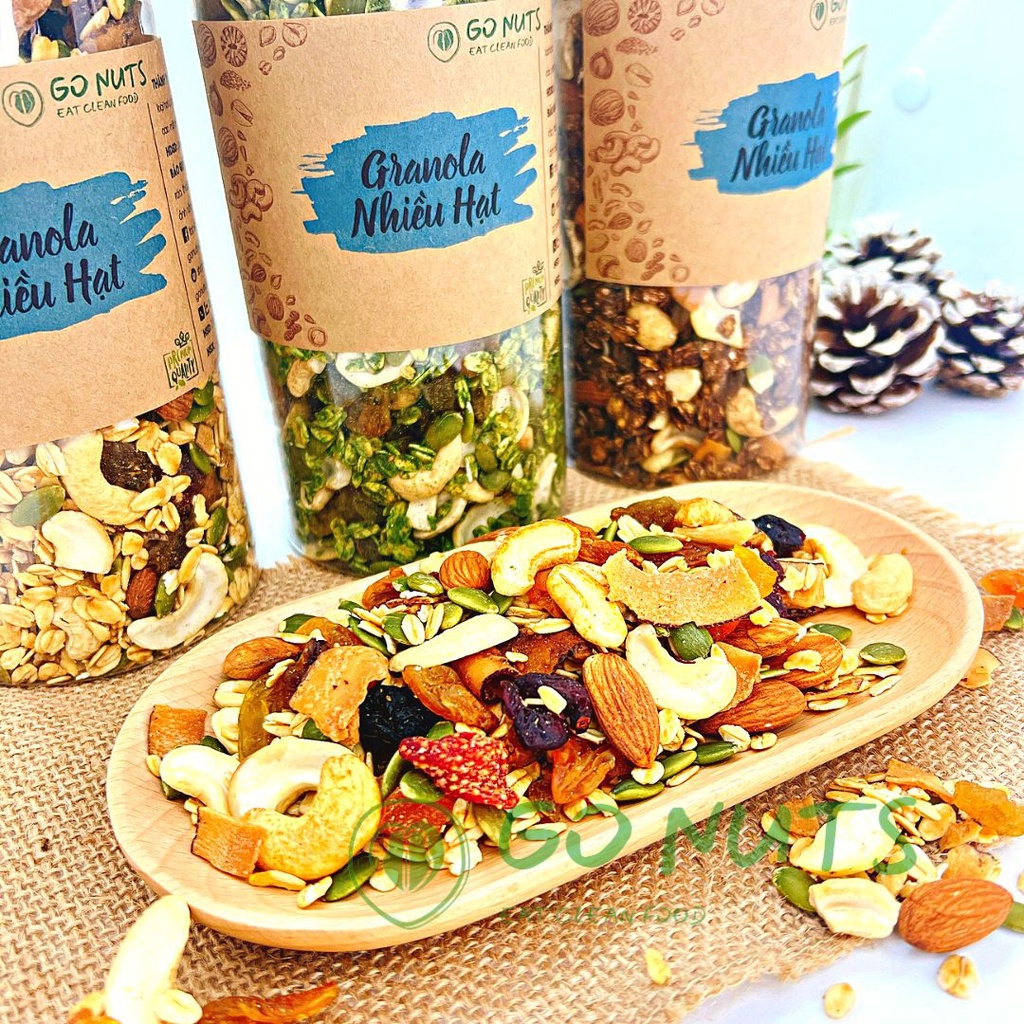 Granola Nhiều hạt vị Mật ong 500g GO NUTS Ngũ cốc dinh dưỡng hỗ trợ giảm cân ăn kiêng không đường thuần chay healthy