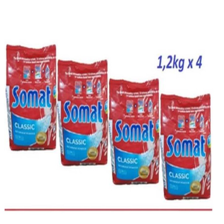 4 gói bột rửa chén Somat x 1,2kg Đức muối bóng