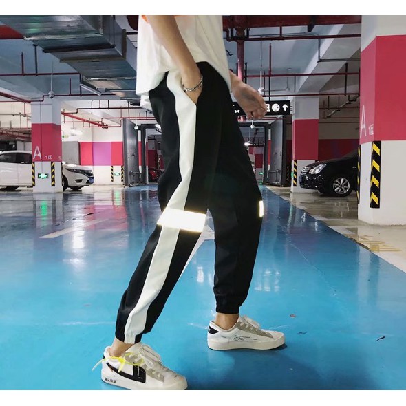 Quần Jogger Thun Thể Thao Viền Phản Quang Unisex