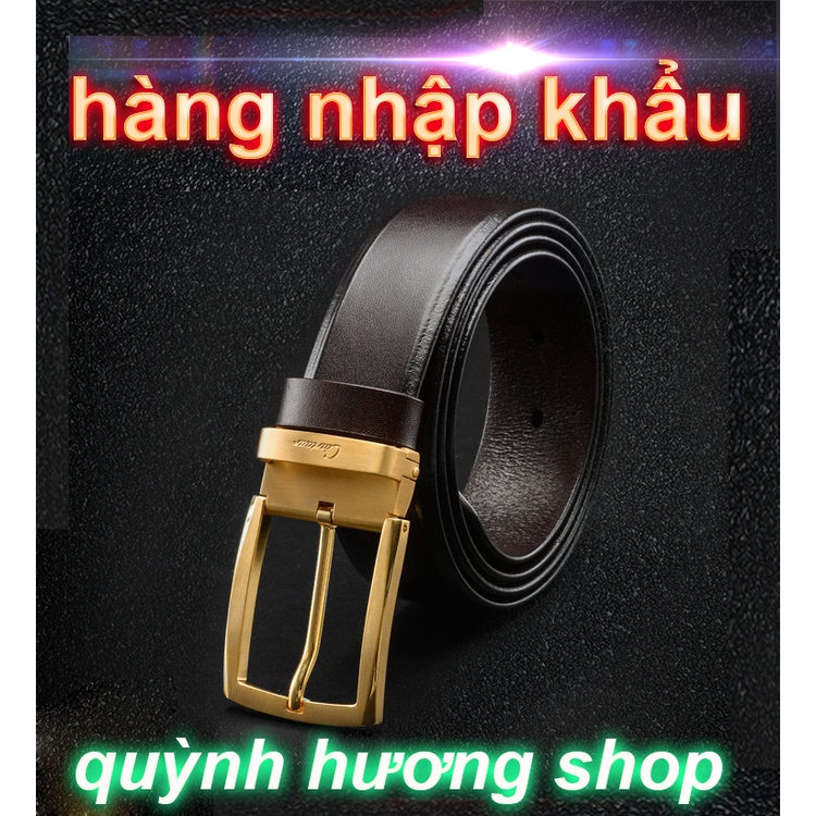 Thắt Lưng Nam Khóa Kim Cao Cấp Dây Nịt Nam Da Bò 100% Chính Hãng Ciartuar Mầu Vàng Bạc Nam Tính.