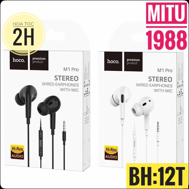 Tai nghe nhét tai Hoco M1 Pro chân 3.5 mm, có mic, chống ồn, âm thanh cực hay - CHÍNH HÃNG