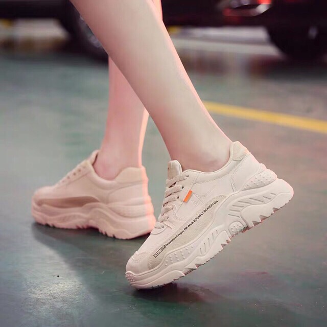 Giày Thể Thao Nữ ❤️ FREESHIP ❤️ Giầy Sneakers Độn Đế 5cm Màu Trắng Chống Đau Chân Khi Vận Động 3 Màu Siêu Đỉnh