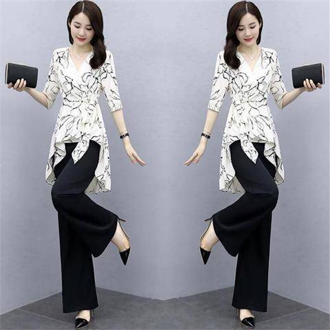 Set Áo Thun Ngắn Tay + Quần Giả Váy Ống Rộng Thời Trang Hàn Quốc